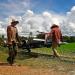 "Bamboo trains" run along the government tracks in rural Cambodia. The government would like to get rid of them, but with only one passenger train in the country, which runs only one day a week, the bamboo trains meet a needs of the people.