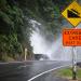 Diana Falls overflowing after heavy rains hit the South Island in December 2010. This portion of the State Highway 6 or Glacier Highway around the Hasst Pass was made very treacherous by the heavy weather conditions.