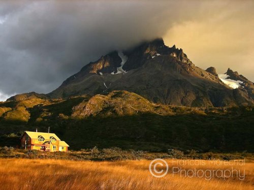 The old refugio Pehoe at the foot of Punta Bariloche is now a park ranger station.